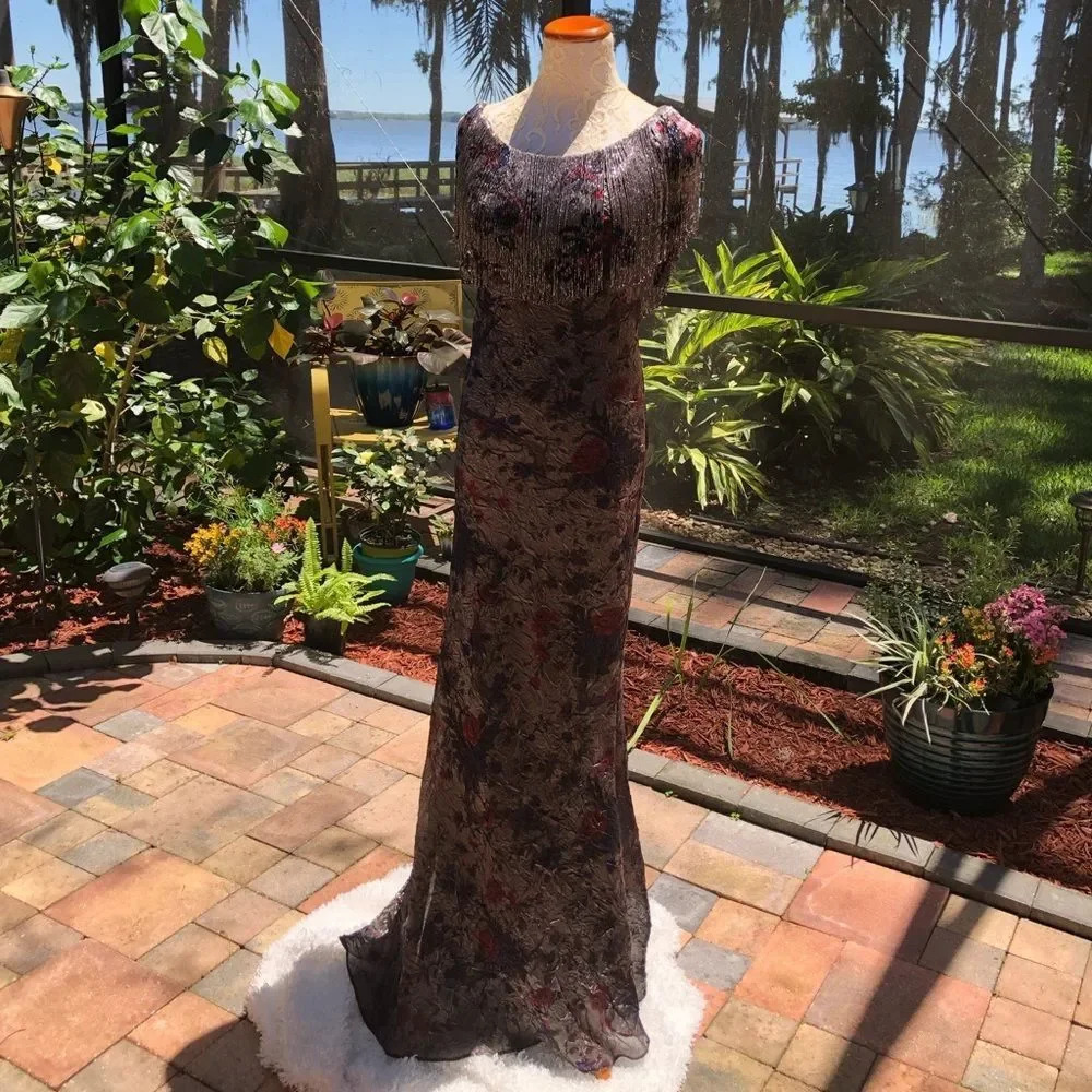 Bellville Sassoon Mullany Beaded Couture Gown Prom Vintage Wedding Gala